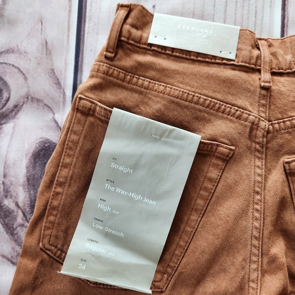 NWT Everlane "The Way-High" Rise Straight Jean Burnt Orange | Women's Size 24 - Picture 9 of 14